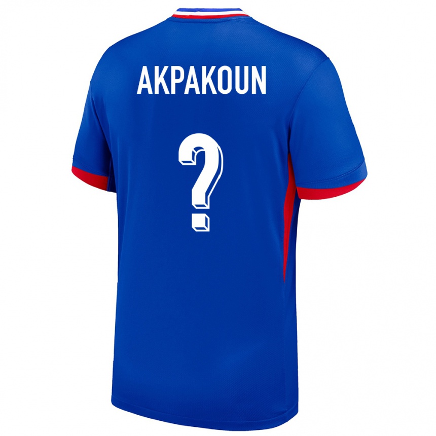 גברים כדורגל צרפת Noé Akpakoun #0 כְּחוֹל ג'רזי ביתית 24-26