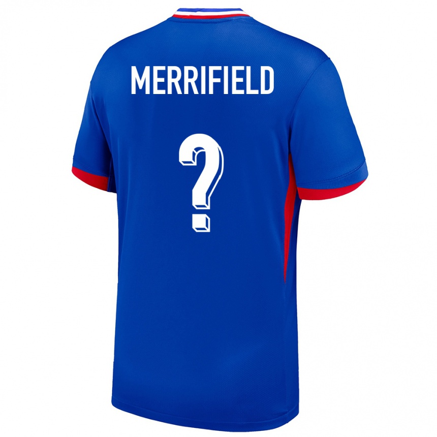 גברים כדורגל צרפת Loan Merrifield #0 כְּחוֹל ג'רזי ביתית 24-26