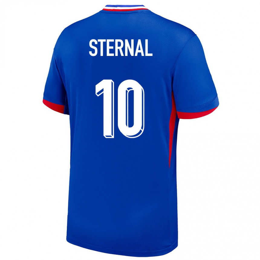 גברים כדורגל צרפת Enzo Sternal #10 כְּחוֹל ג'רזי ביתית 24-26