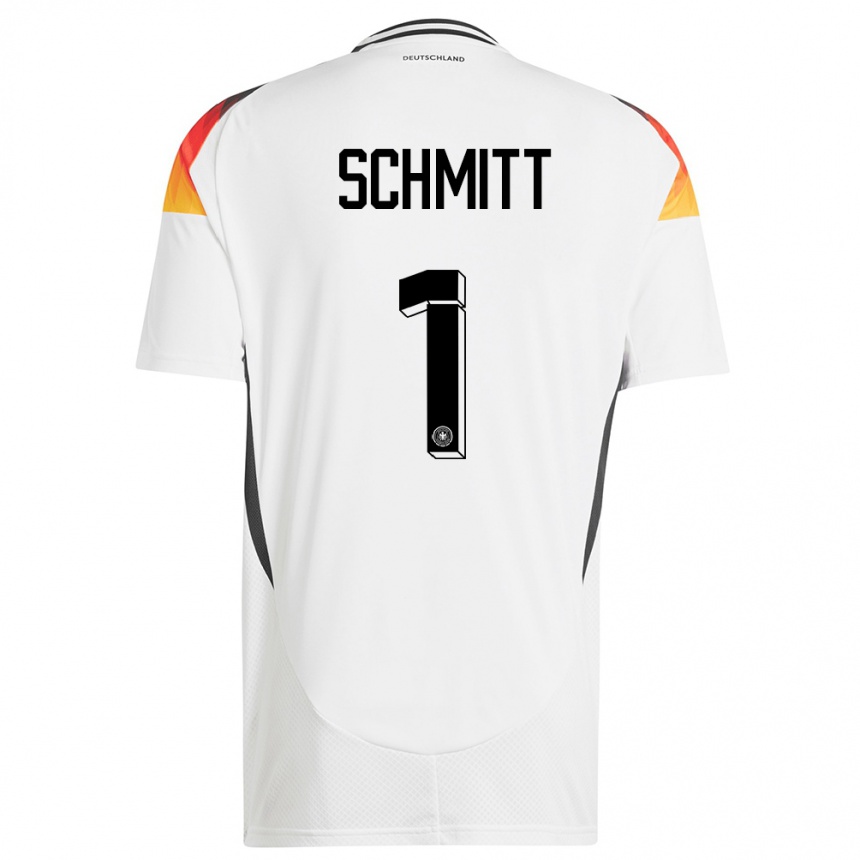 גברים כדורגל גרמניה Max Schmitt #1 לבן ג'רזי ביתית 24-26