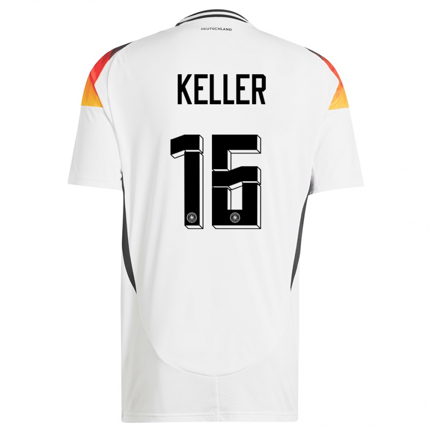 גברים כדורגל גרמניה Noah Keller #16 לבן ג'רזי ביתית 24-26