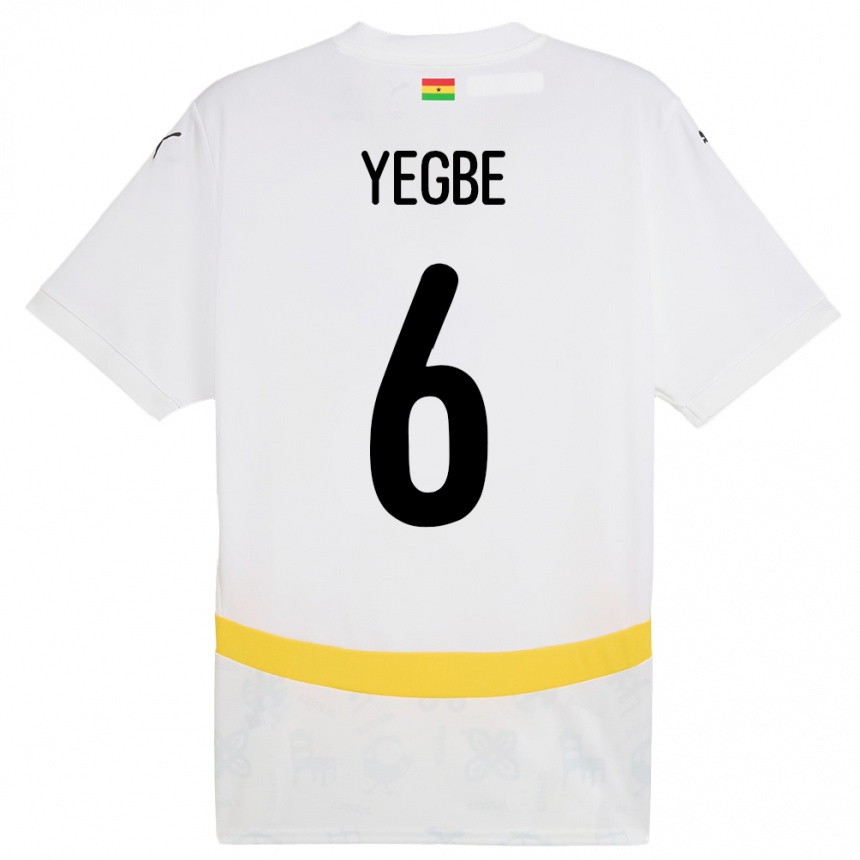 גברים כדורגל גאנה Terry Yegbe #6 לָבָן ג'רזי ביתית 24-26