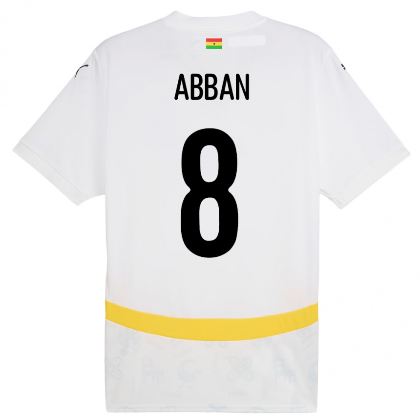 גברים כדורגל גאנה Ebenezer Abban #8 לָבָן ג'רזי ביתית 24-26