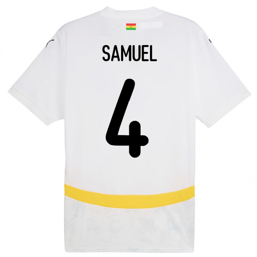 גברים כדורגל גאנה Samuel Abbey-Ashie Quaye #4 לָבָן ג'רזי ביתית 24-26
