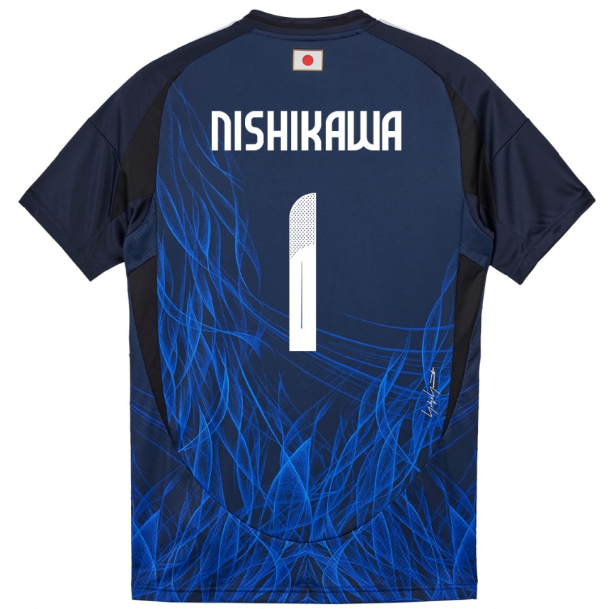גברים כדורגל יַפָּן Genki Nishikawa #1 כחול כהה ג'רזי ביתית 24-26