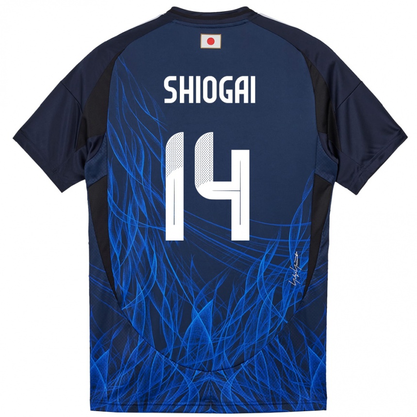 גברים כדורגל יַפָּן Kento Shiogai #14 כחול כהה ג'רזי ביתית 24-26