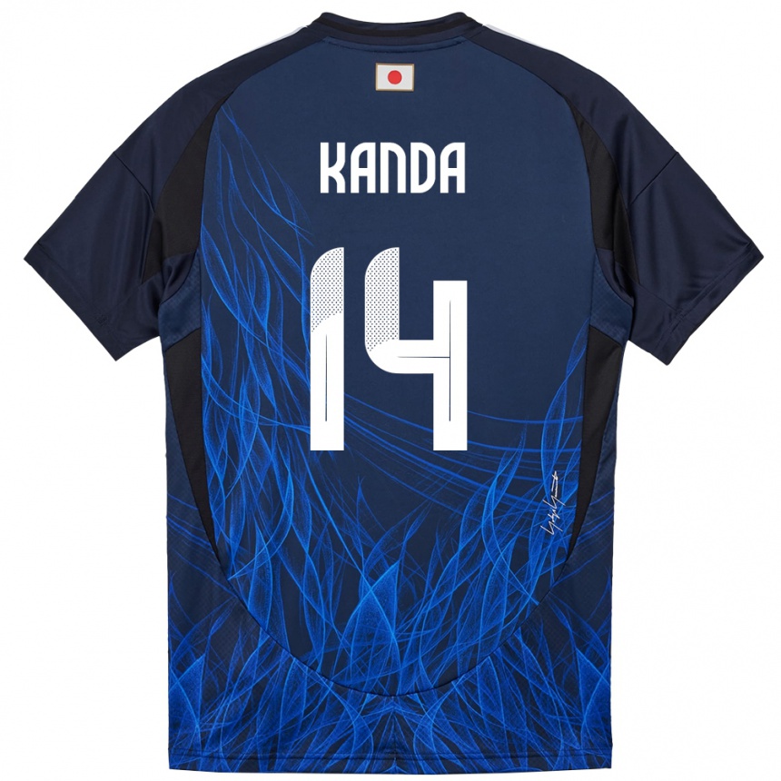 גברים כדורגל יַפָּן Taito Kanda #14 כחול כהה ג'רזי ביתית 24-26
