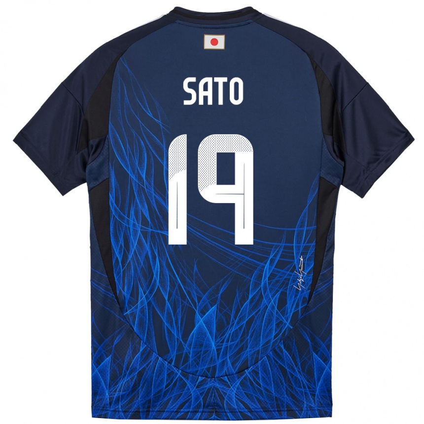 גברים כדורגל יַפָּן Raku Sato #19 כחול כהה ג'רזי ביתית 24-26