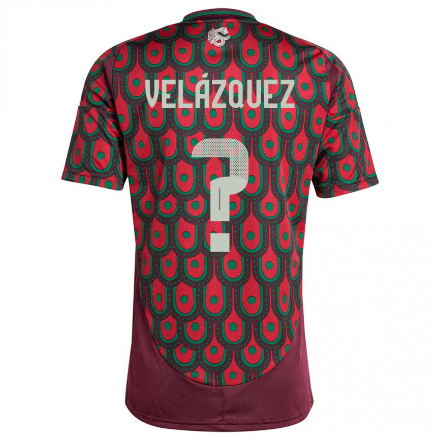 גברים כדורגל מקסיקו José Velázquez #0 חוּם עֲרמוֹנִי ג'רזי ביתית 24-26