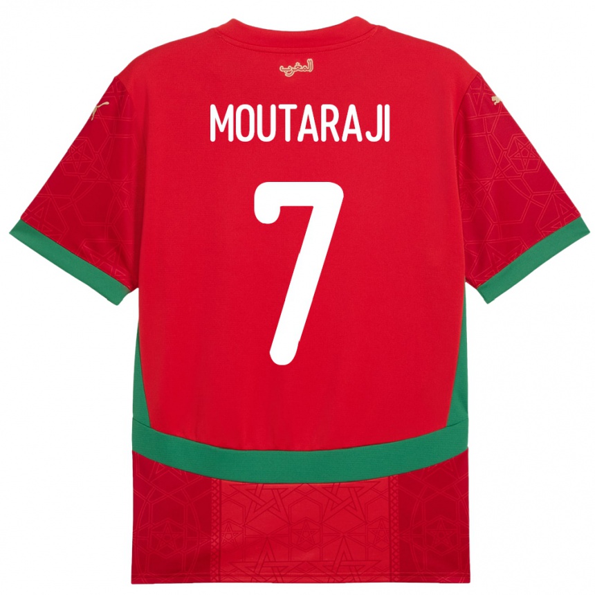 גברים כדורגל מָרוֹקוֹ Ismail Moutaraji #7 אָדוֹם ג'רזי ביתית 24-26