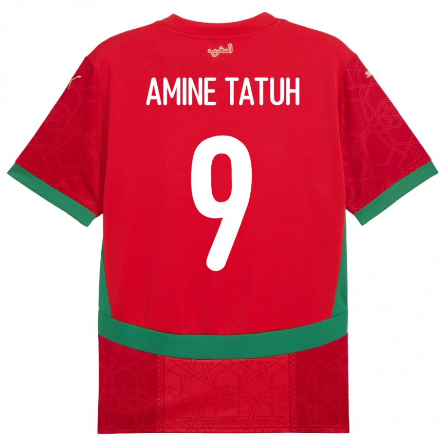 גברים כדורגל מָרוֹקוֹ Mohammed Amine Tatuh #9 אָדוֹם ג'רזי ביתית 24-26