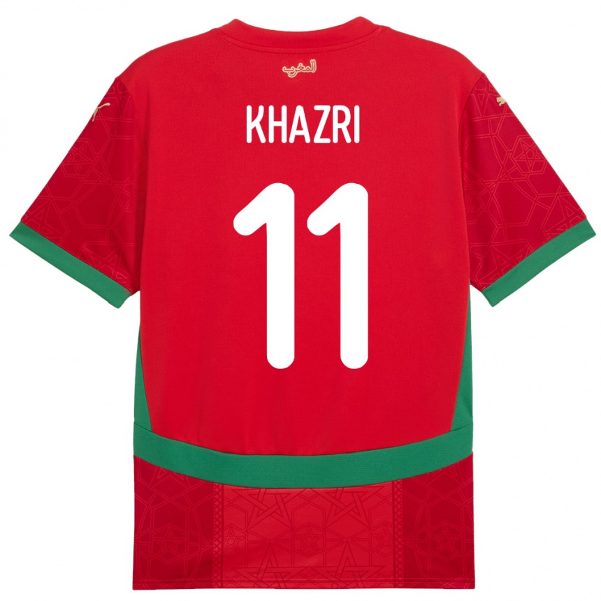 גברים כדורגל מָרוֹקוֹ Anas Khazri #11 אָדוֹם ג'רזי ביתית 24-26