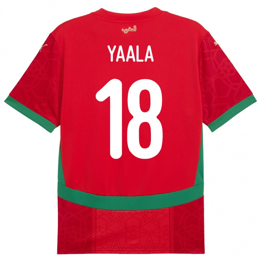 גברים כדורגל מָרוֹקוֹ Rayan Yaala #18 אָדוֹם ג'רזי ביתית 24-26
