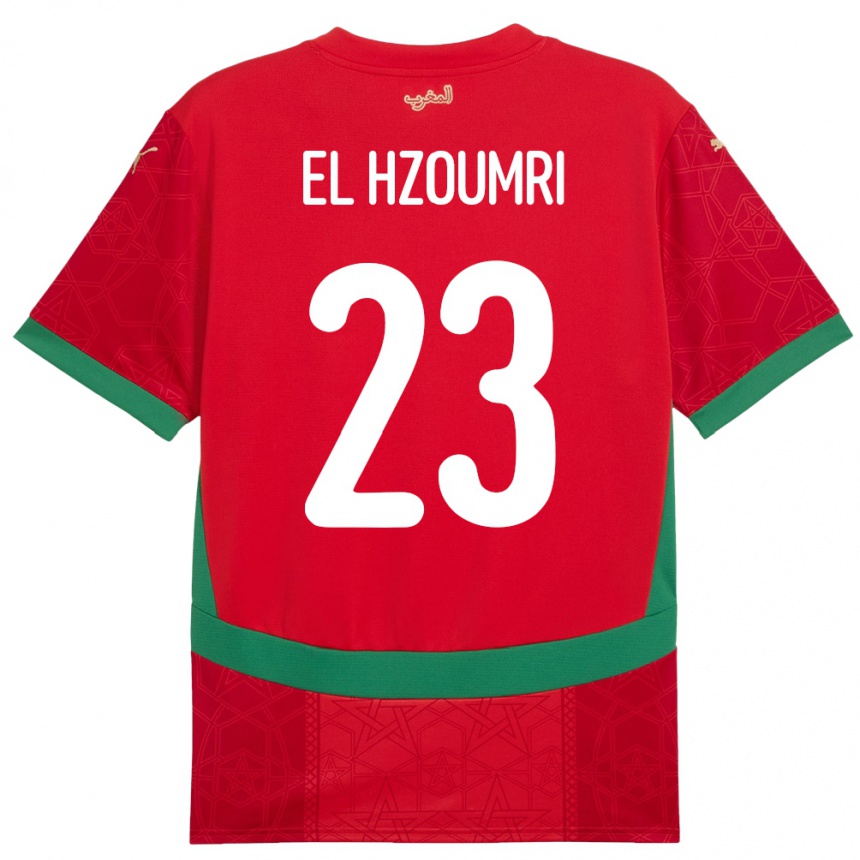 גברים כדורגל מָרוֹקוֹ Yahya El Hzoumri #23 אָדוֹם ג'רזי ביתית 24-26