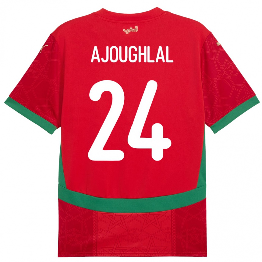 גברים כדורגל מָרוֹקוֹ Zakaria Ajoughlal #24 אָדוֹם ג'רזי ביתית 24-26
