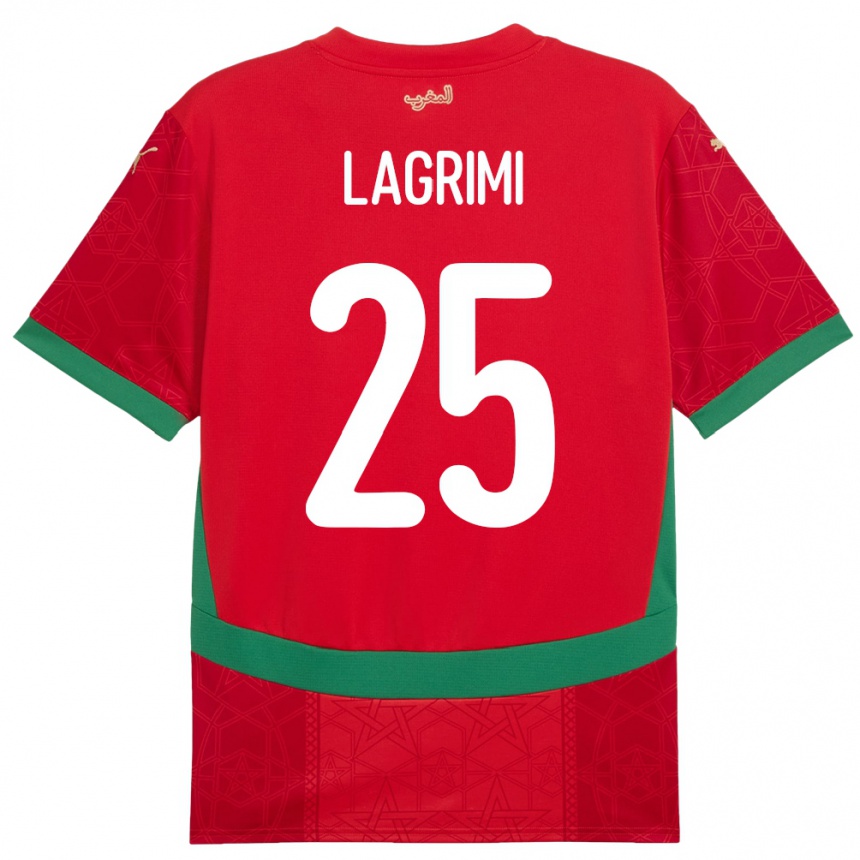 גברים כדורגל מָרוֹקוֹ Ilyass Lagrimi #25 אָדוֹם ג'רזי ביתית 24-26