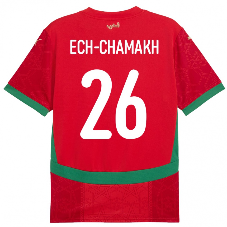 גברים כדורגל מָרוֹקוֹ Jamal Ech-Chamakh #26 אָדוֹם ג'רזי ביתית 24-26