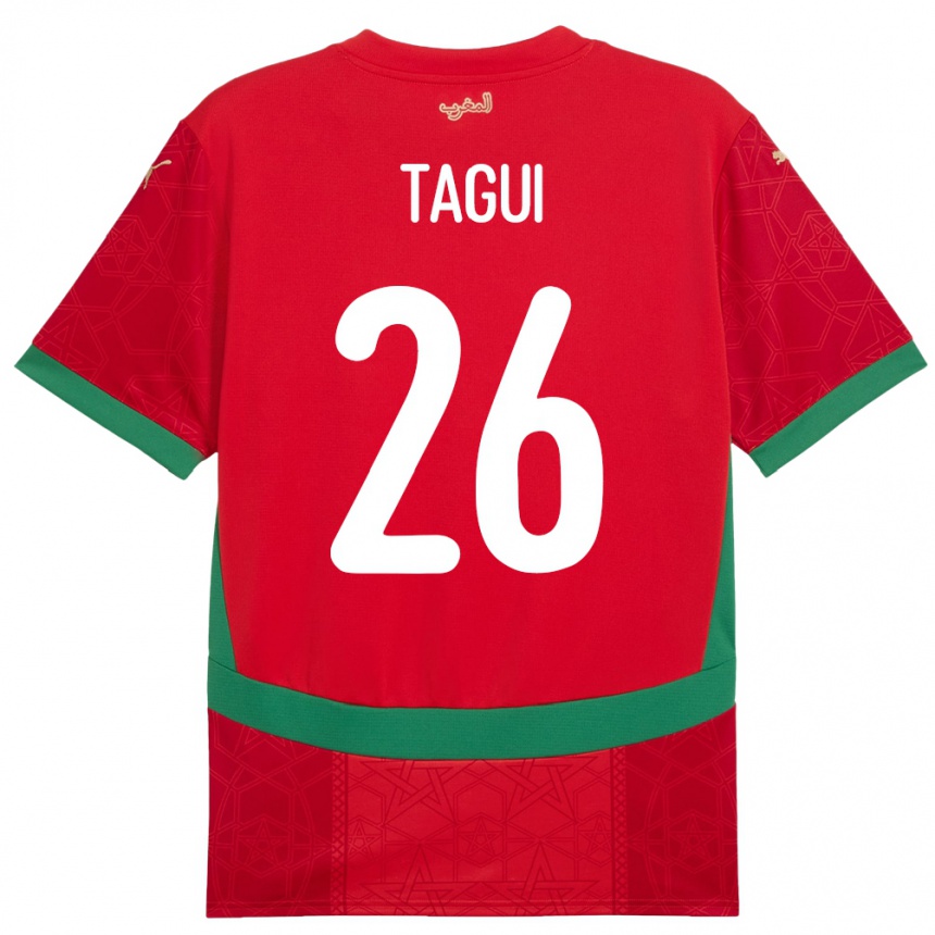 גברים כדורגל מָרוֹקוֹ Salah-Eddine Tagui #26 אָדוֹם ג'רזי ביתית 24-26