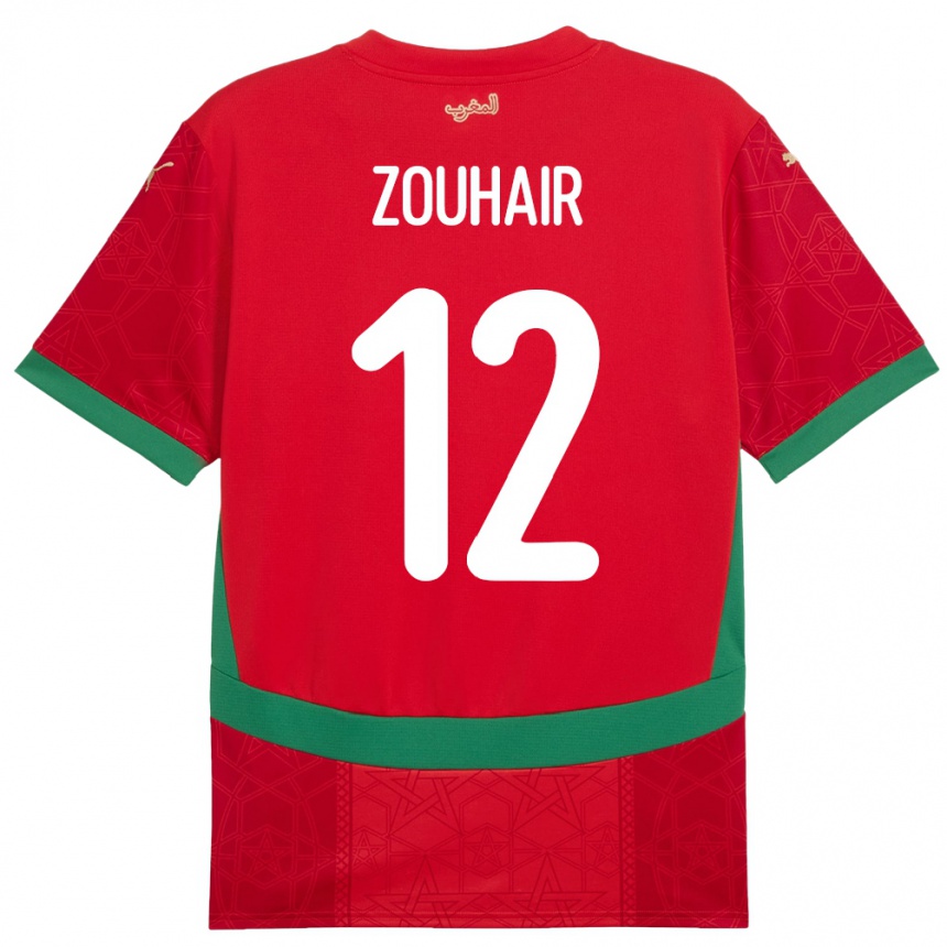 גברים כדורגל מָרוֹקוֹ אסיה זוהיר #12 אָדוֹם ג'רזי ביתית 24-26