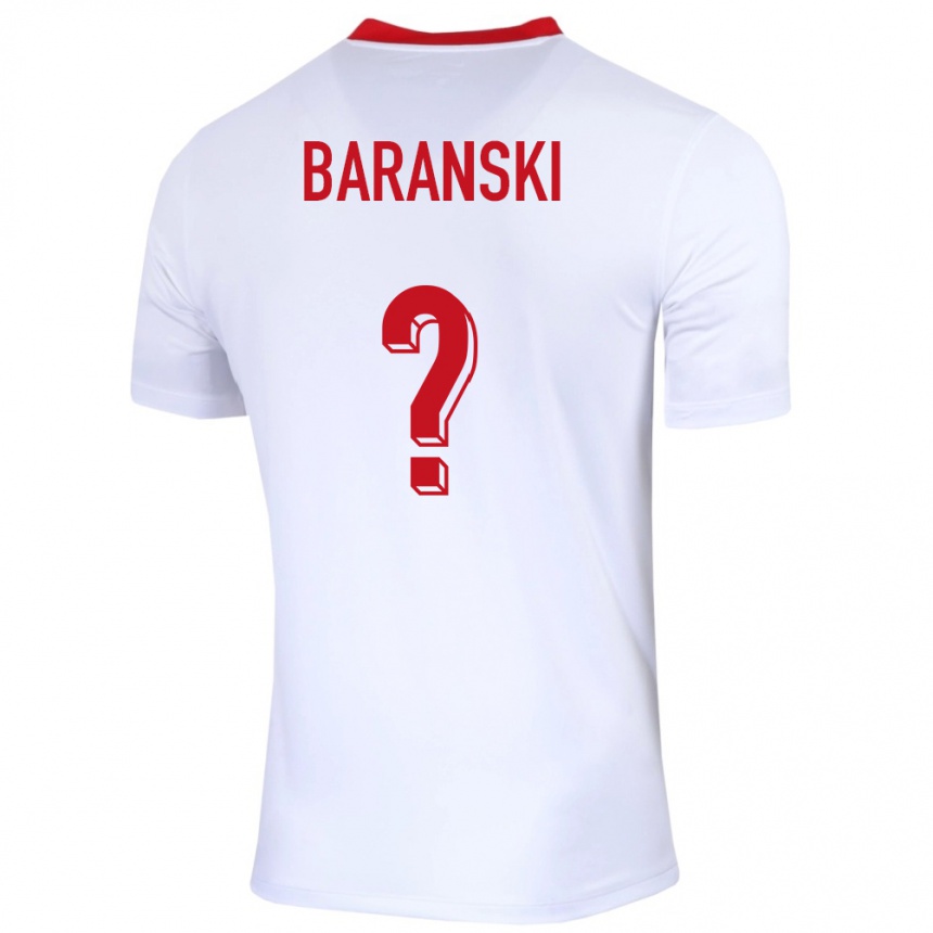 גברים כדורגל פולין Kacper Baranski #0 לבן ג'רזי ביתית 24-26