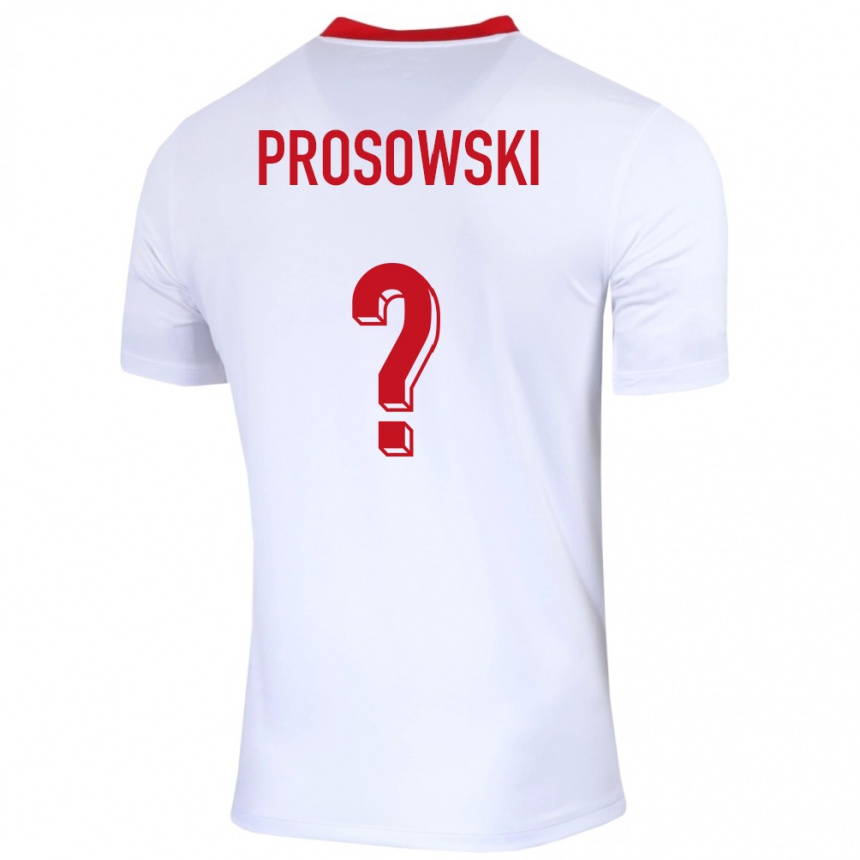 גברים כדורגל פולין Robert Prosowski #0 לבן ג'רזי ביתית 24-26