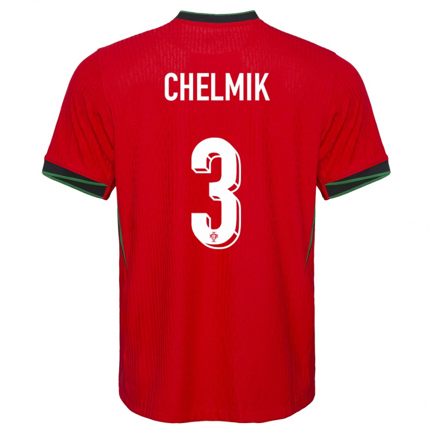 גברים כדורגל פורטוגל Chelmik #3 אָדוֹם ג'רזי ביתית 24-26