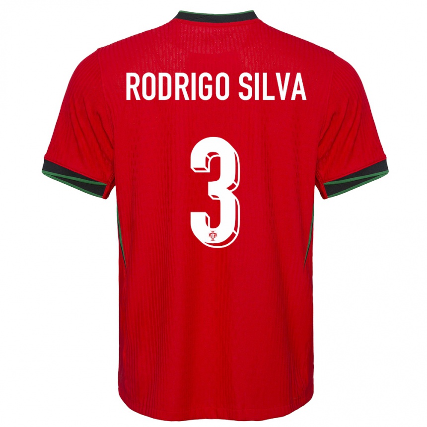 גברים כדורגל פורטוגל Rodrigo Silva #3 אָדוֹם ג'רזי ביתית 24-26