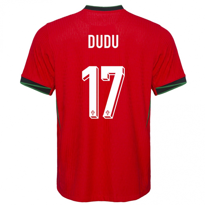 גברים כדורגל פורטוגל Dudu #17 אָדוֹם ג'רזי ביתית 24-26