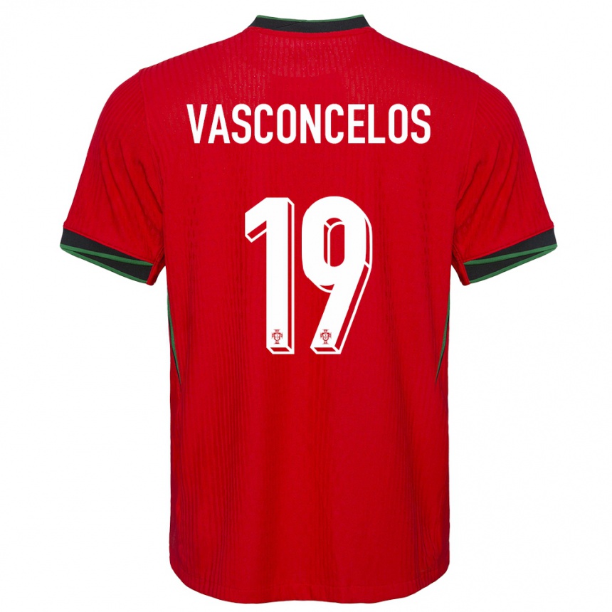 גברים כדורגל פורטוגל Vasconcelos #19 אָדוֹם ג'רזי ביתית 24-26