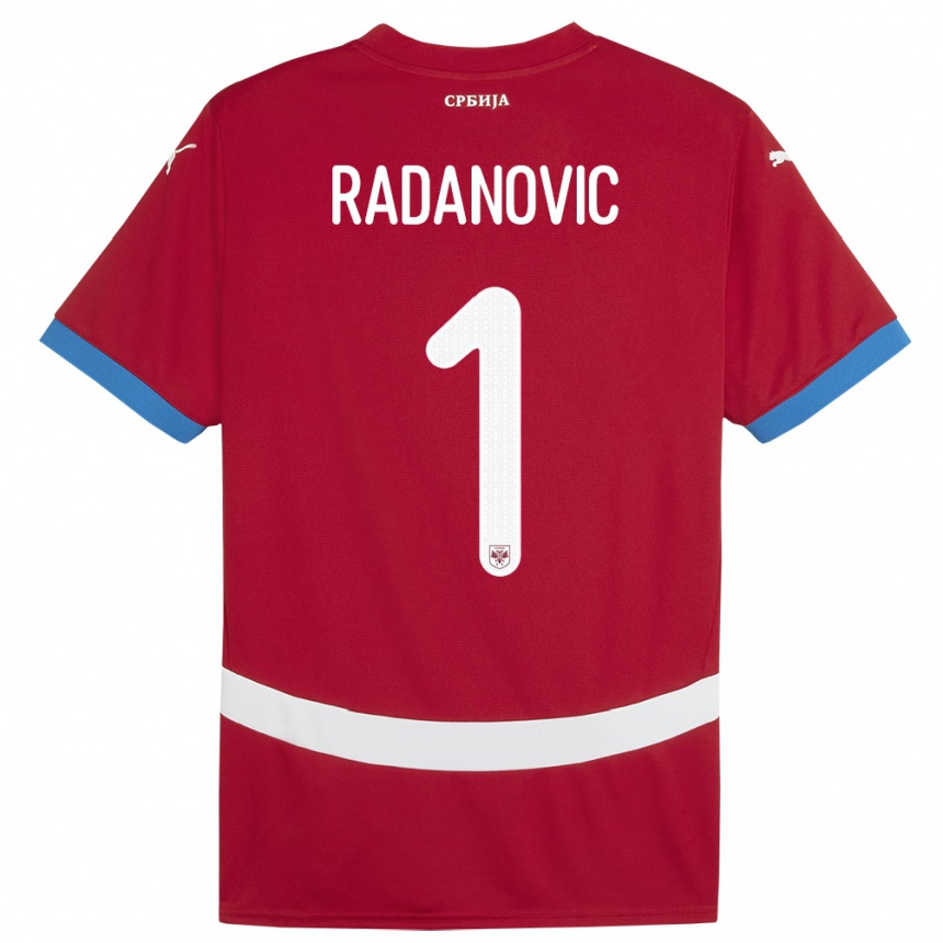 גברים כדורגל סרביה Savo Radanovic #1 אָדוֹם ג'רזי ביתית 24-26