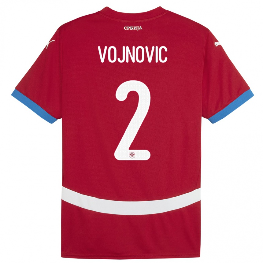 גברים כדורגל סרביה Jovan Vojnovic #2 אָדוֹם ג'רזי ביתית 24-26