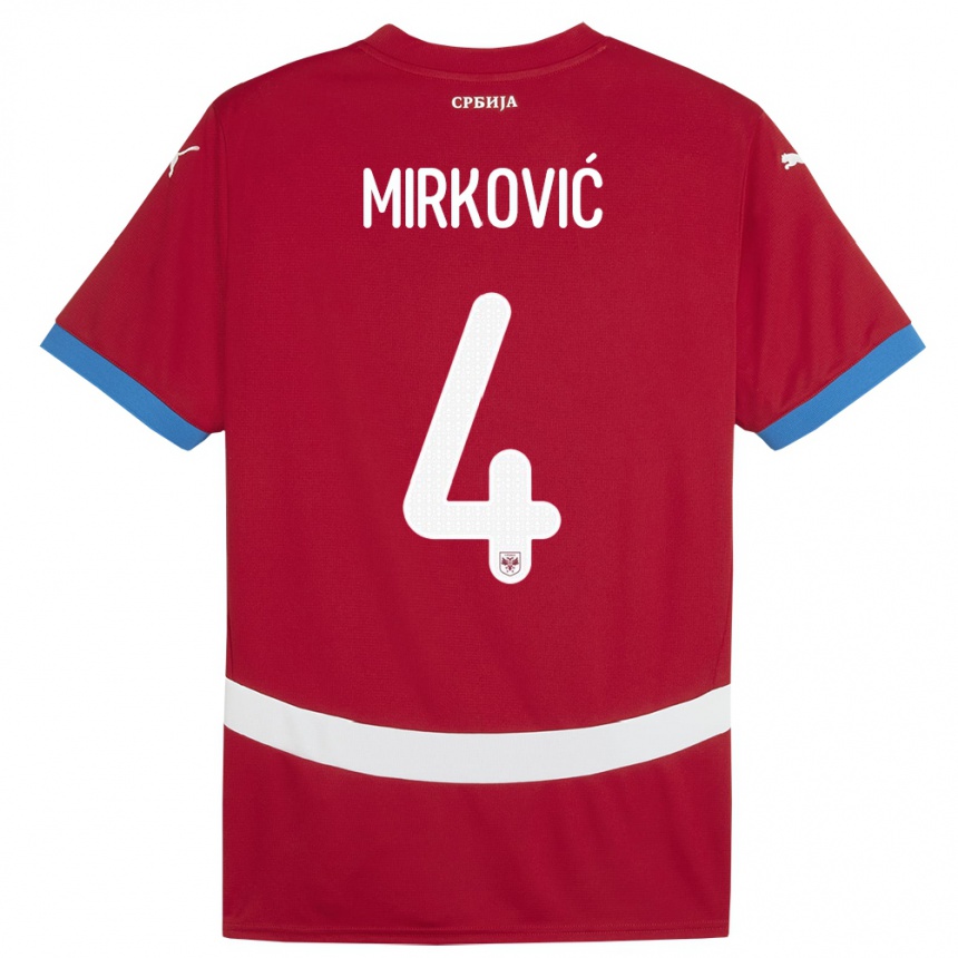 גברים כדורגל סרביה Nemanja Mirković #4 אָדוֹם ג'רזי ביתית 24-26