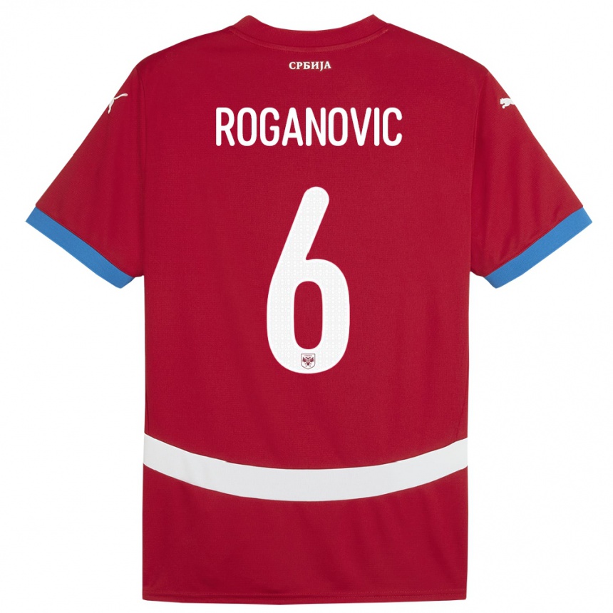 גברים כדורגל סרביה Vuk Roganovic #6 אָדוֹם ג'רזי ביתית 24-26
