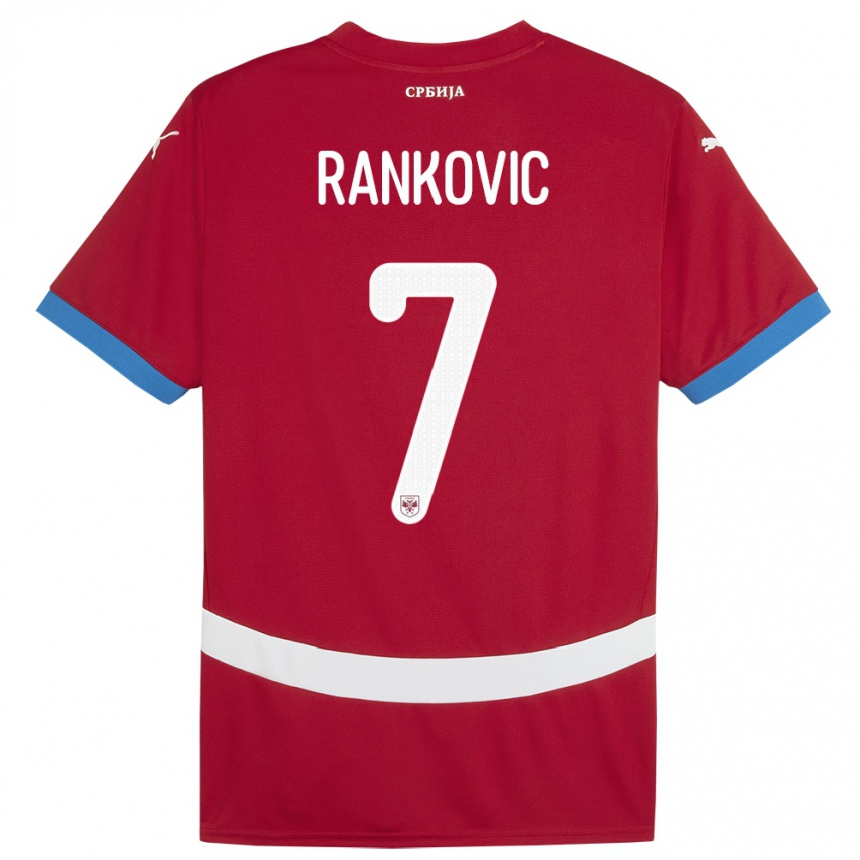 גברים כדורגל סרביה Djordje Rankovic #7 אָדוֹם ג'רזי ביתית 24-26