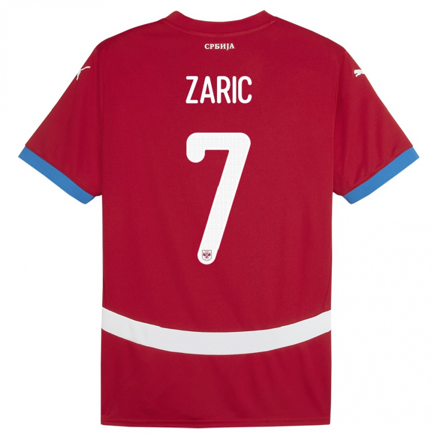 גברים כדורגל סרביה Luka Zaric #7 אָדוֹם ג'רזי ביתית 24-26