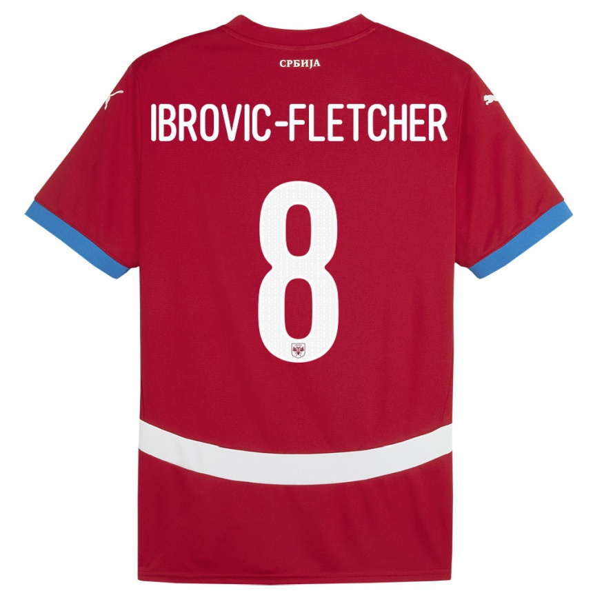 גברים כדורגל סרביה Edward Ibrovic-Fletcher #8 אָדוֹם ג'רזי ביתית 24-26