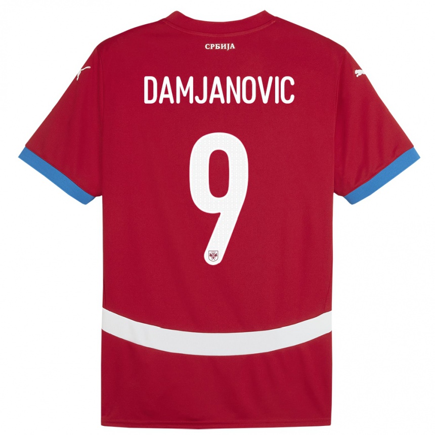 גברים כדורגל סרביה Aleksa Damjanovic #9 אָדוֹם ג'רזי ביתית 24-26