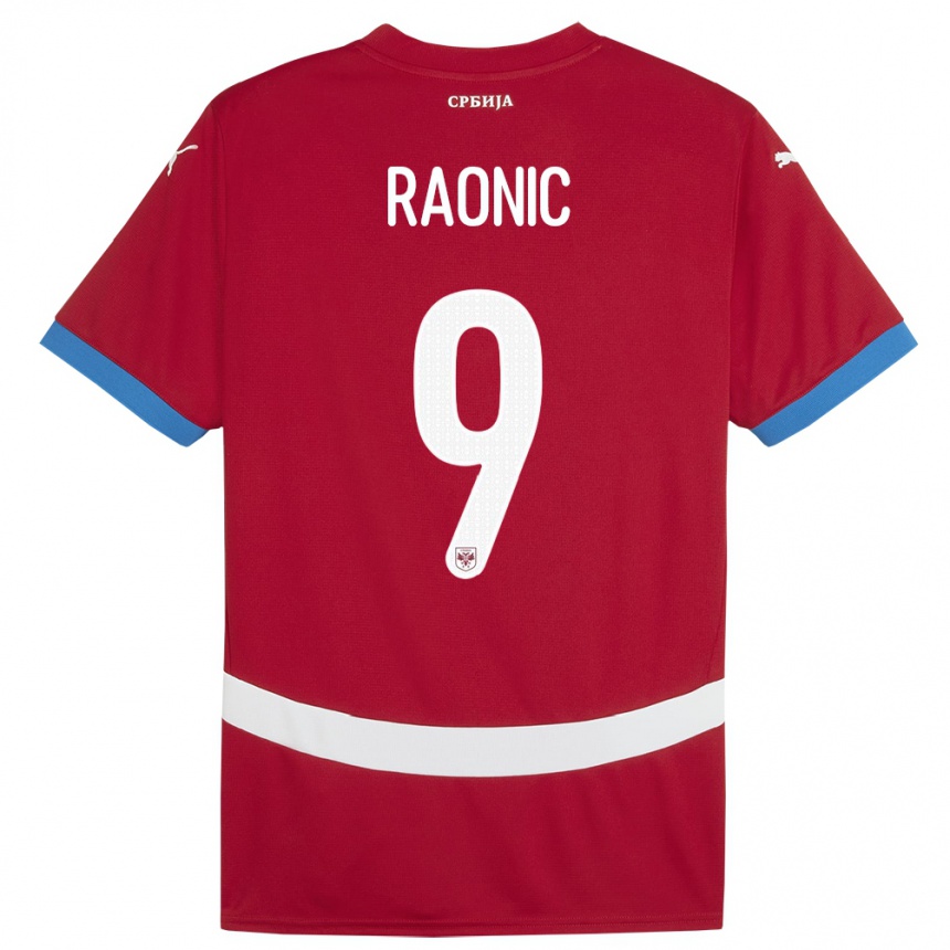 גברים כדורגל סרביה Sava Raonic #9 אָדוֹם ג'רזי ביתית 24-26