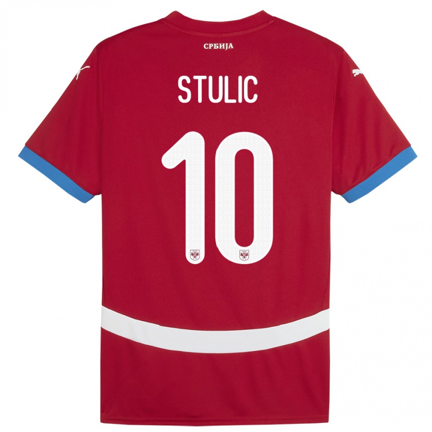 גברים כדורגל סרביה Pavle Stulic #10 אָדוֹם ג'רזי ביתית 24-26