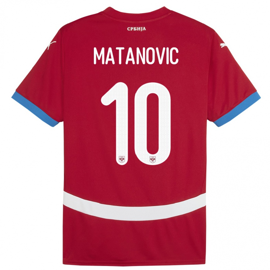 גברים כדורגל סרביה Ognjen Matanovic #10 אָדוֹם ג'רזי ביתית 24-26