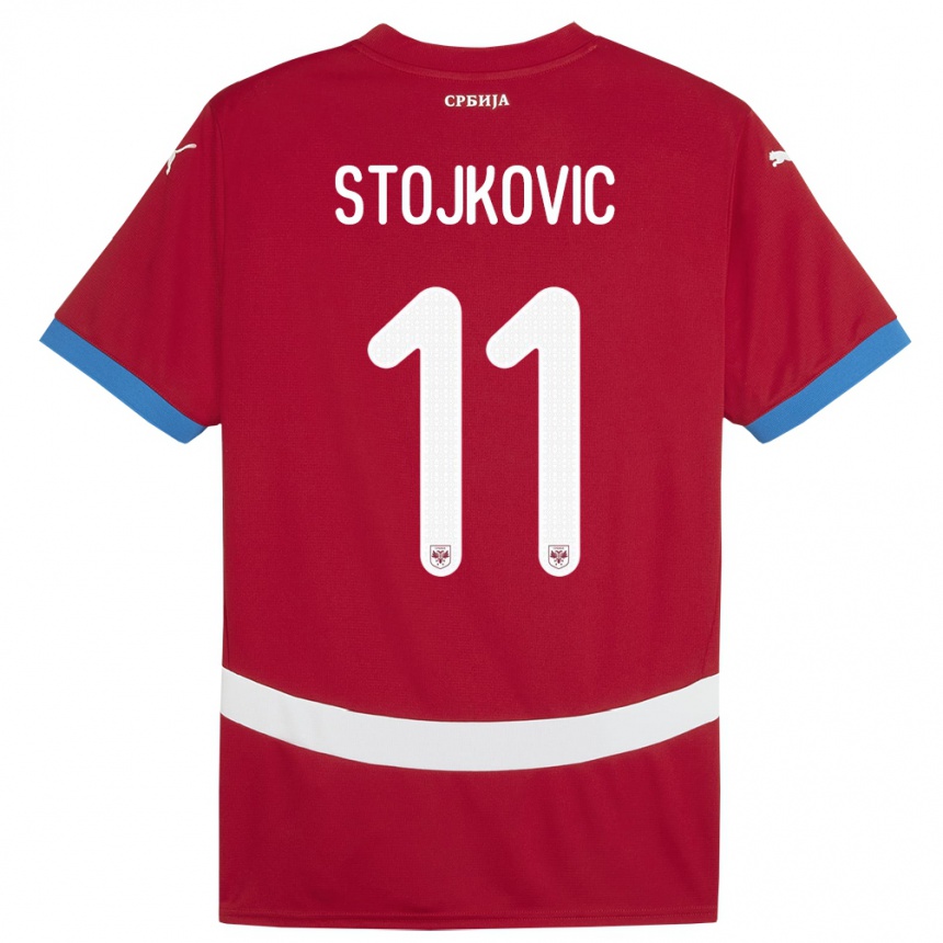 גברים כדורגל סרביה Strahinja Stojkovic #11 אָדוֹם ג'רזי ביתית 24-26