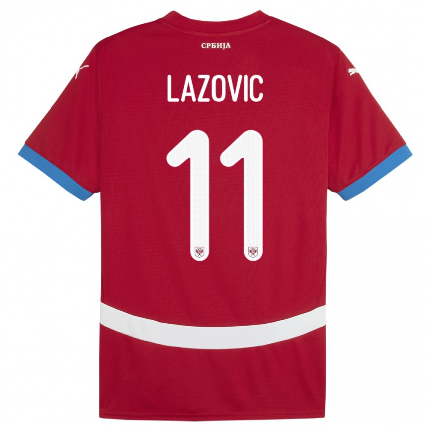 גברים כדורגל סרביה Filip Lazovic #11 אָדוֹם ג'רזי ביתית 24-26