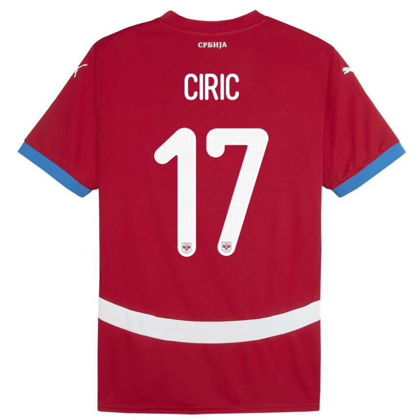 גברים כדורגל סרביה Jovan Ciric #17 אָדוֹם ג'רזי ביתית 24-26