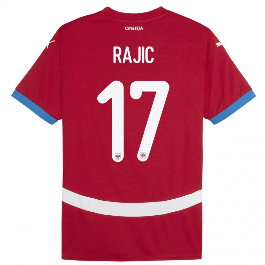 גברים כדורגל סרביה Aleksa Rajic #17 אָדוֹם ג'רזי ביתית 24-26