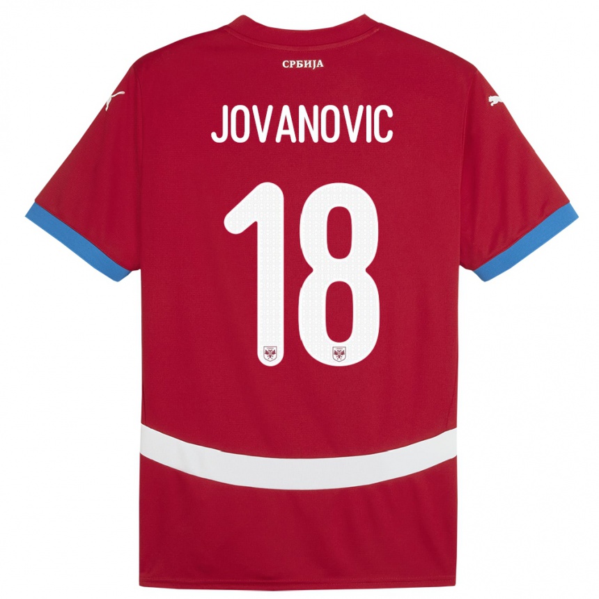גברים כדורגל סרביה Dusan Jovanovic #18 אָדוֹם ג'רזי ביתית 24-26