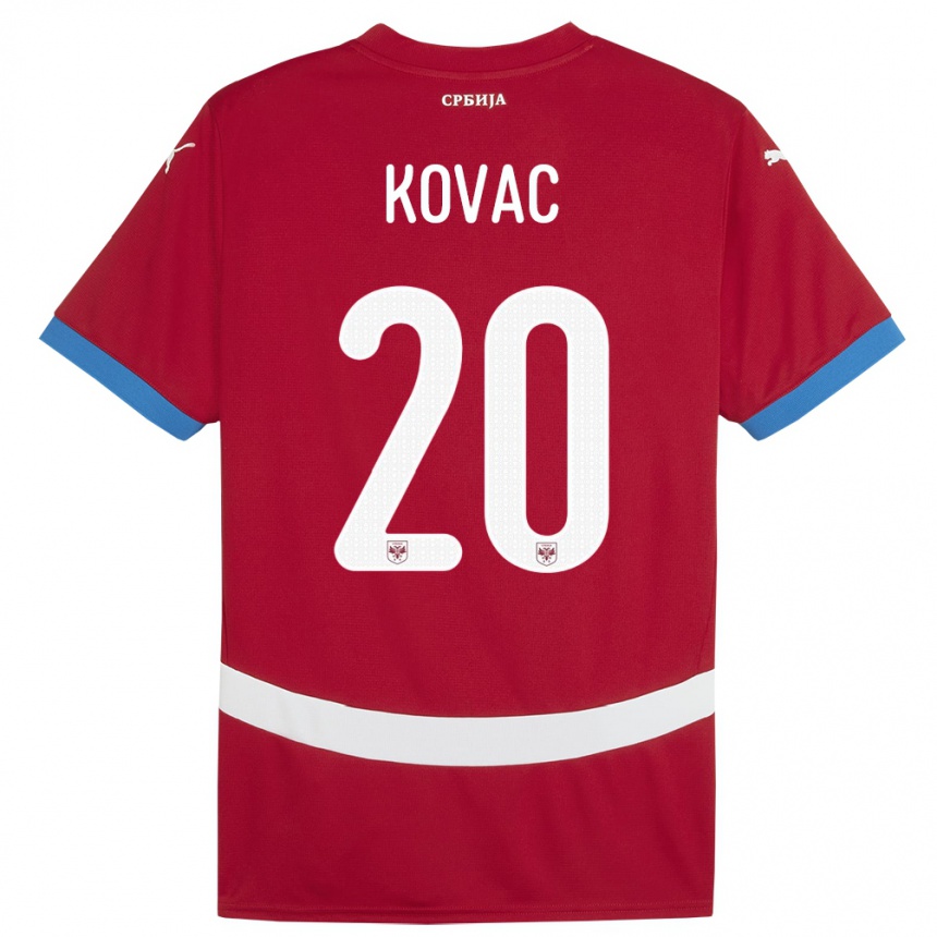 גברים כדורגל סרביה Danilo Kovac #20 אָדוֹם ג'רזי ביתית 24-26