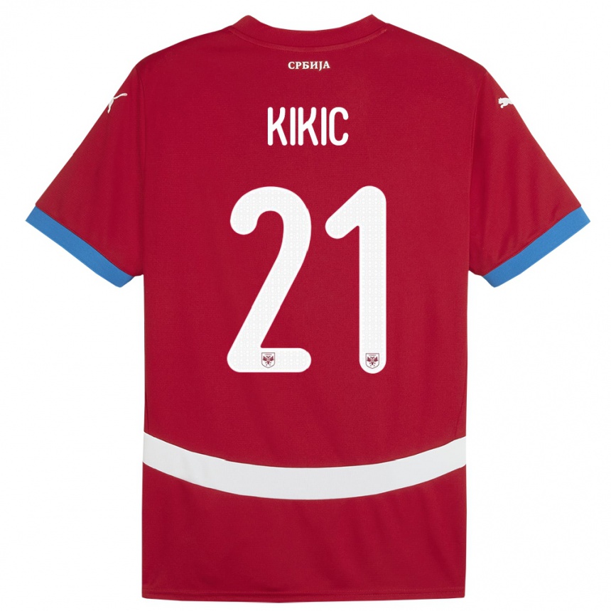 גברים כדורגל סרביה Uros Kikic #21 אָדוֹם ג'רזי ביתית 24-26