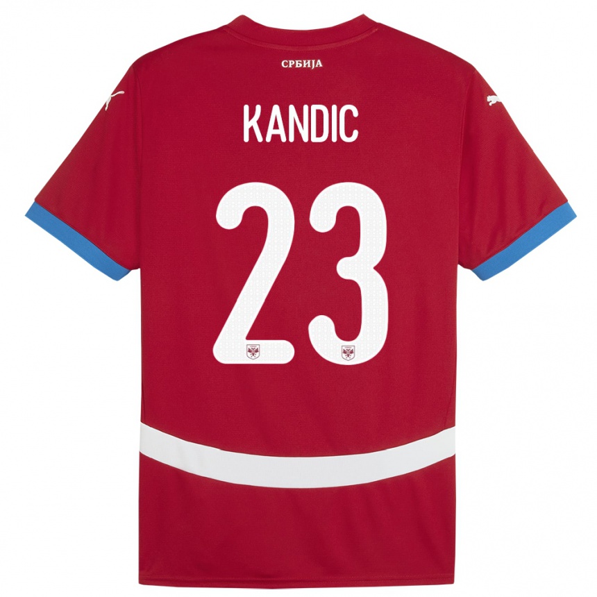 גברים כדורגל סרביה Marko Kandic #23 אָדוֹם ג'רזי ביתית 24-26