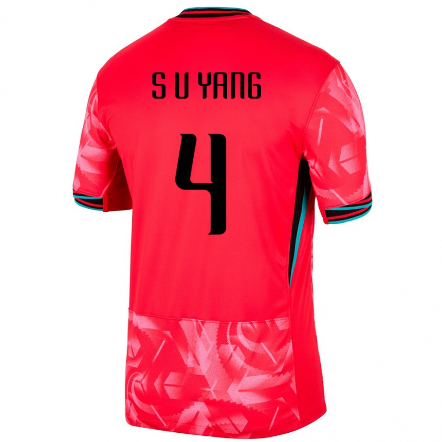 גברים כדורגל דרום קוריאה Seung-Uk Yang #4 אָדוֹם ג'רזי ביתית 24-26