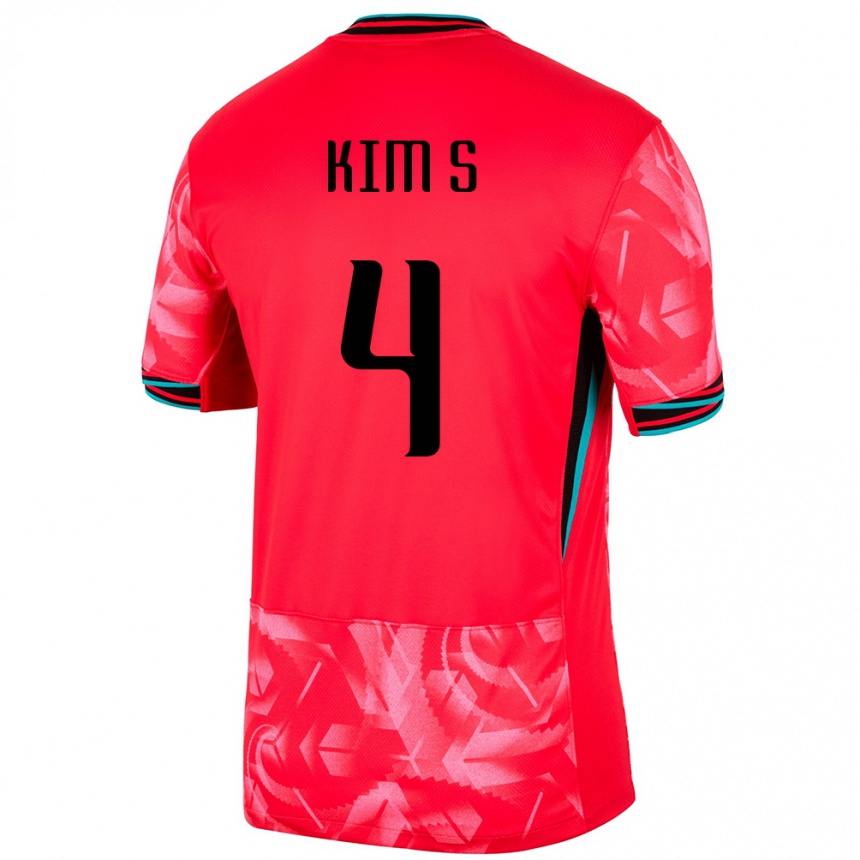 גברים כדורגל דרום קוריאה Sean Kim #4 אָדוֹם ג'רזי ביתית 24-26